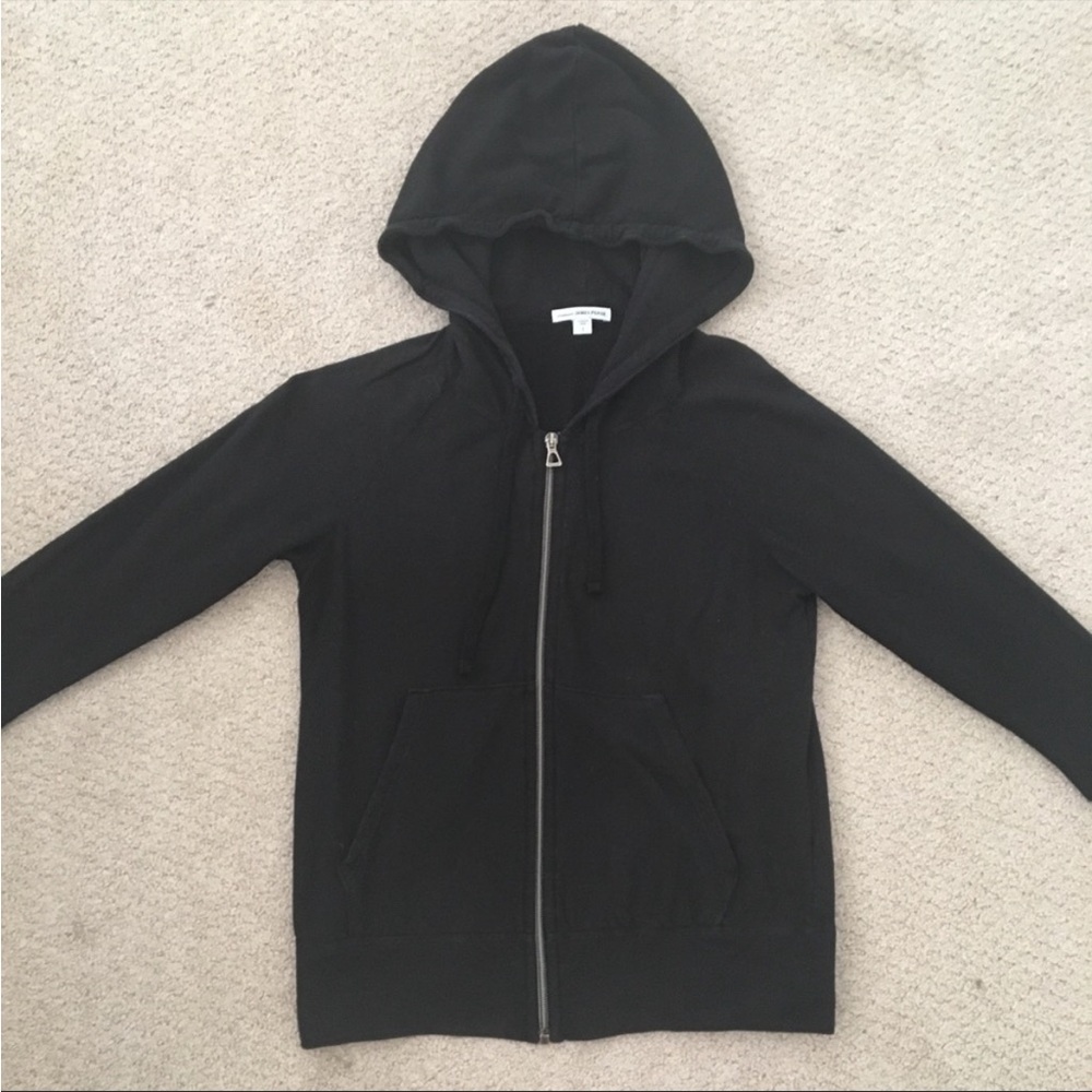 James Perse Black Zip Up Sweater